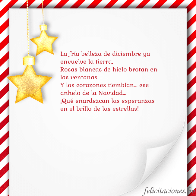 Tarjeta con estrellas doradas La fría belleza de diciembre ya envuelve la tierra Tarjeta con estrellas doradas