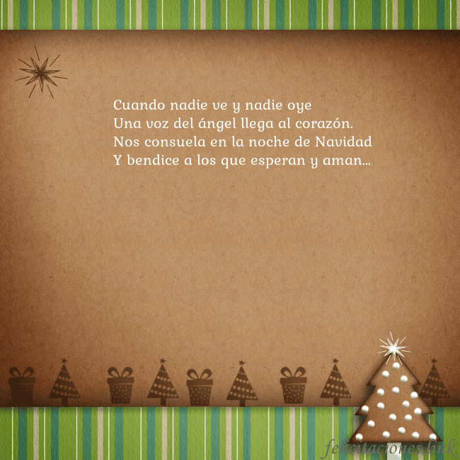 Tarjeta con un árbol de pan de jengibre Cuando nadie ve y nadie oye
Una voz del ángel lleg Tarjeta con un árbol de pan de jengibre