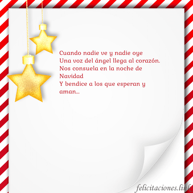 Tarjeta con estrellas doradas Cuando nadie ve y nadie oye
Una voz del ángel lleg Tarjeta con estrellas doradas