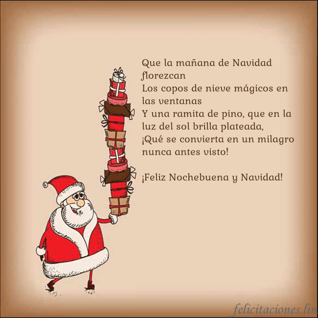 Tarjeta con Papá Noel y regalos