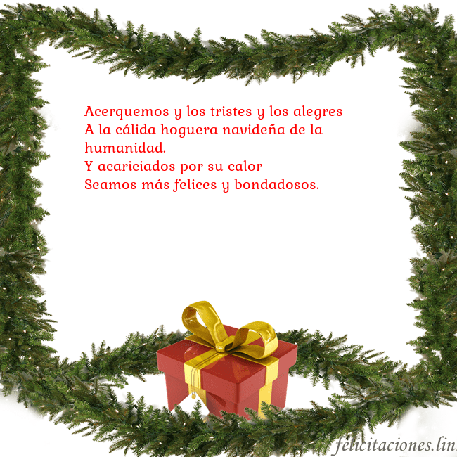 Tarjeta con ramas de abeto y regalo
