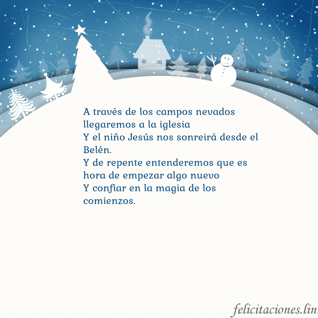 Tarjeta con ciudad blanca A través de los campos nevados llegaremos a la igl Tarjeta con ciudad blanca