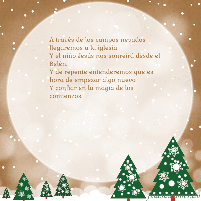 Tarjeta con una gran luna A través de los campos nevados llegaremos a la igl Tarjeta con una gran luna
