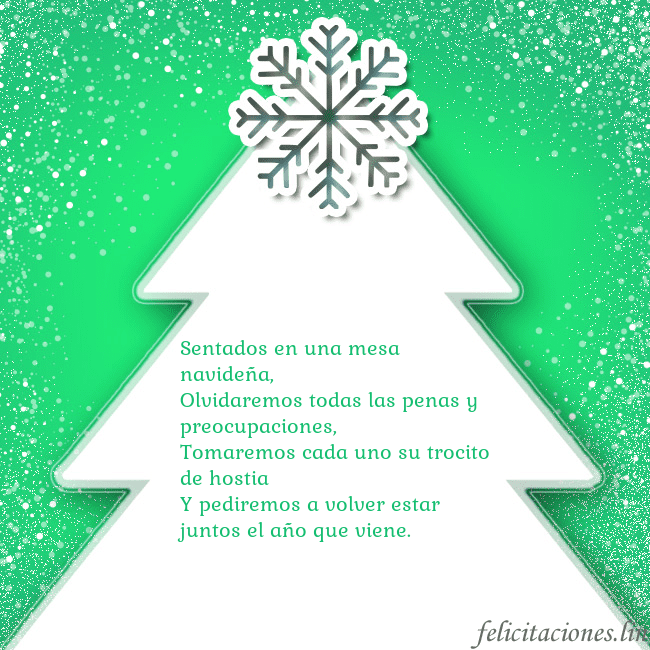 Tarjeta con un gran árbol de Navidad blanco sobre un fondo verde Sentados en una mesa navideña,
Olvidaremos todas l Tarjeta con un gran árbol de Navidad blanco sobre un fondo verde