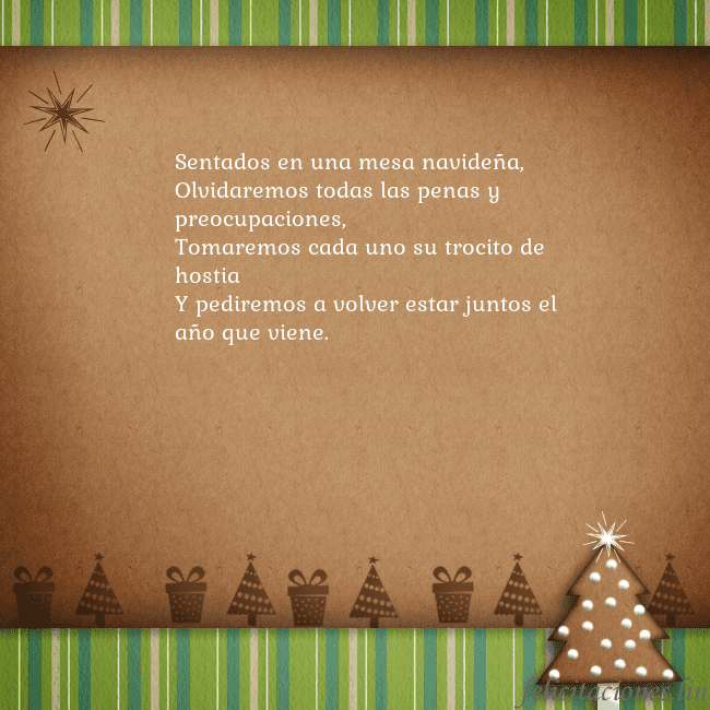 Tarjeta con un árbol de pan de jengibre Sentados en una mesa navideña,
Olvidaremos todas l Tarjeta con un árbol de pan de jengibre