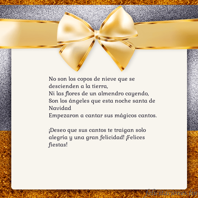 Tarjeta con una gran cinta dorada No son los copos de nieve que se descienden a la t Tarjeta con una gran cinta dorada