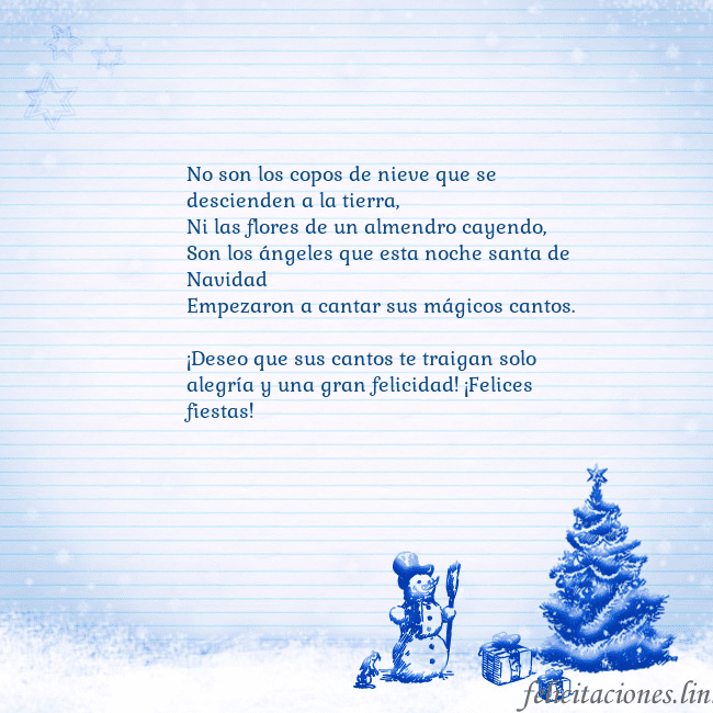 Tarjeta con un muñeco de nieve azul y un árbol de Navidad