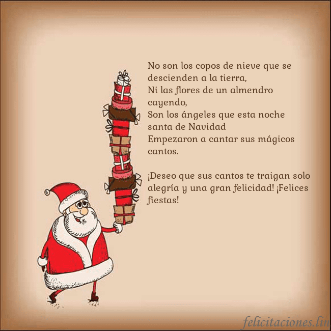 Tarjeta con Papá Noel y regalos