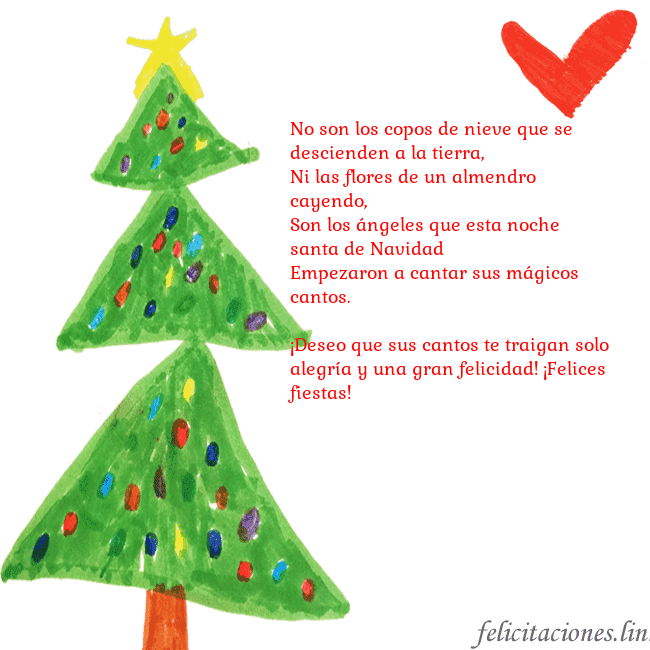 Tarjeta con un árbol de Navidad pintado y un corazón