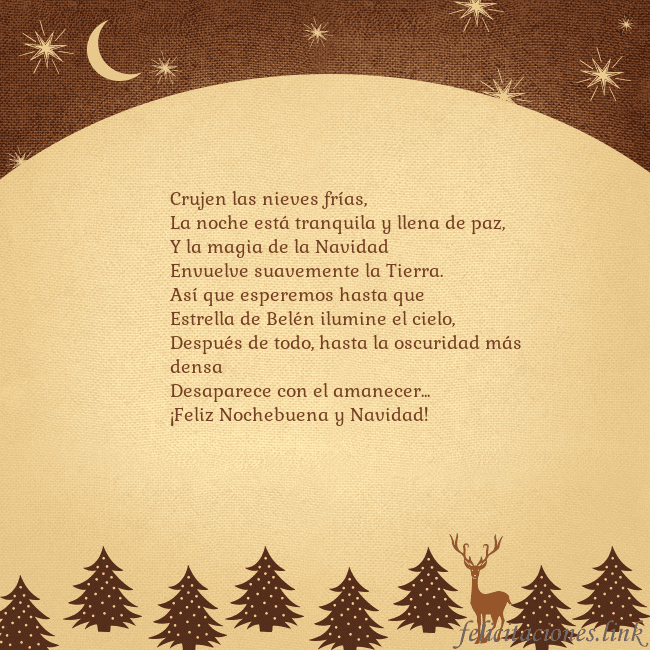 Tarjeta marrón con ciervos y abetos