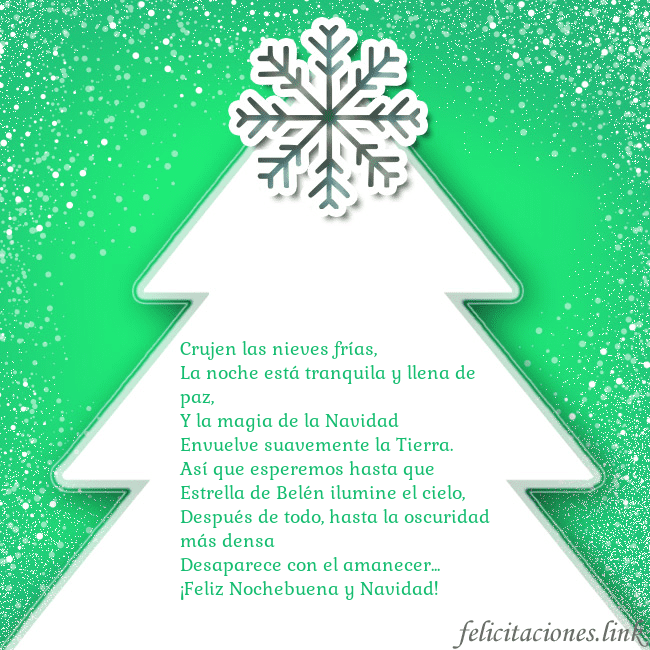 Tarjeta con un gran árbol de Navidad blanco sobre un fondo verde