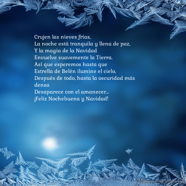 Tarjeta azul con escarcha Crujen las nieves frías,
La noche está tranquila y Tarjeta azul con escarcha