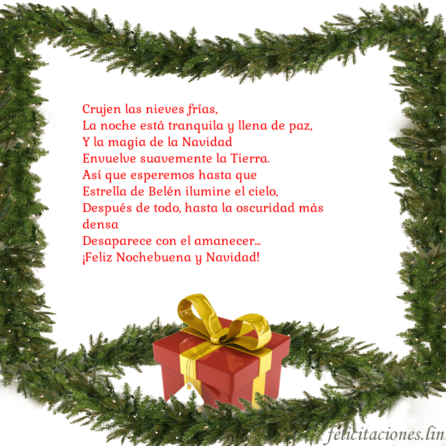 Tarjeta con ramas de abeto y regalo