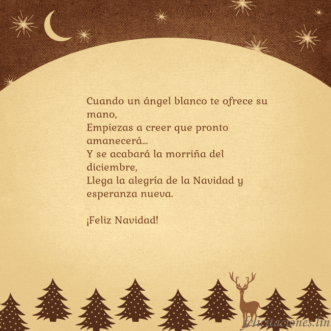 Tarjeta marrón con ciervos y abetos