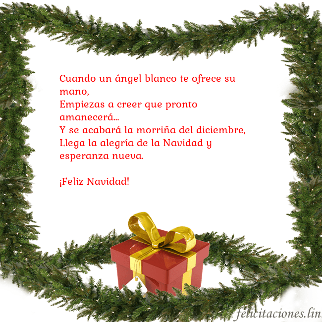 Tarjeta con ramas de abeto y regalo