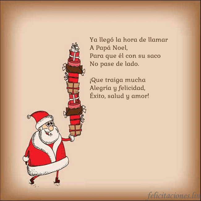 Tarjeta con Papá Noel y regalos