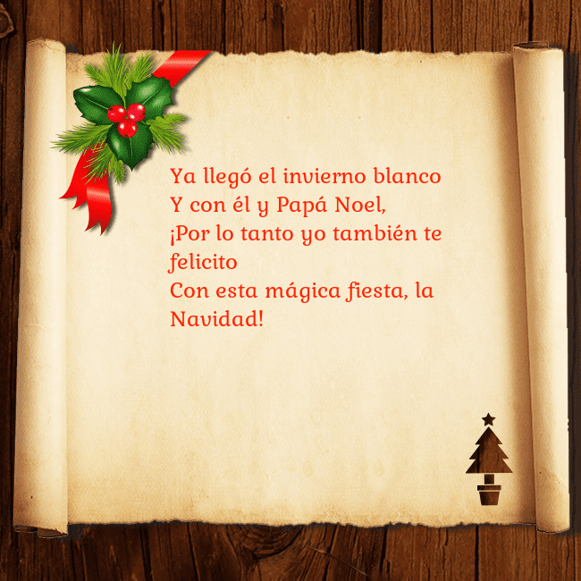 Tarjeta de Navidad sobre madera y pergamino