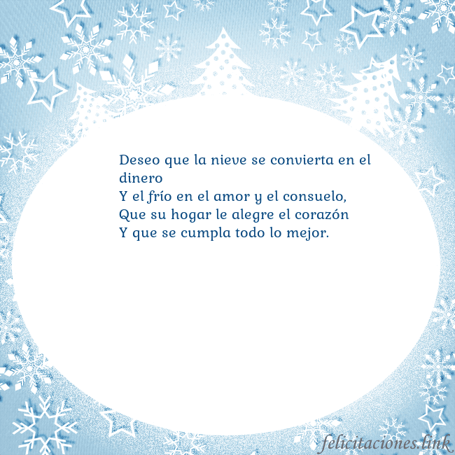 Tarjeta con abetos y copos de nieve Deseo que la nieve se convierta en el dinero
Y el Tarjeta con abetos y copos de nieve