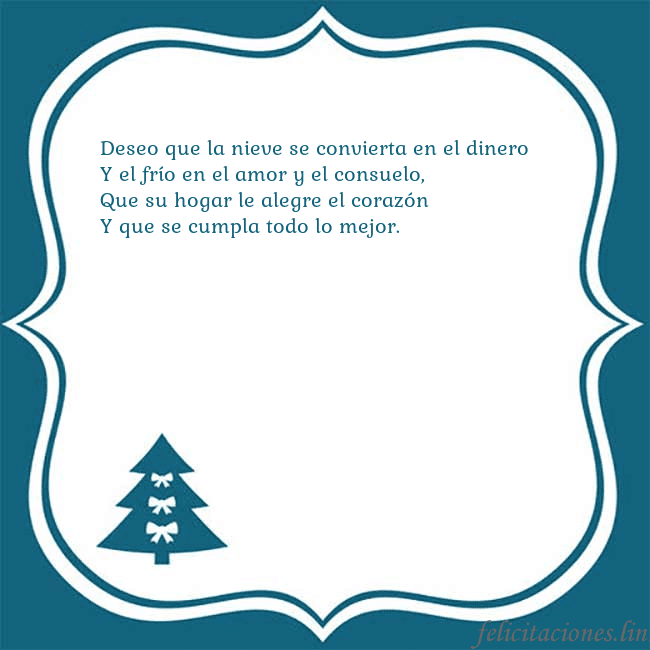 Tarjeta con un árbol de Navidad azul Deseo que la nieve se convierta en el dinero
Y el Tarjeta con un árbol de Navidad azul