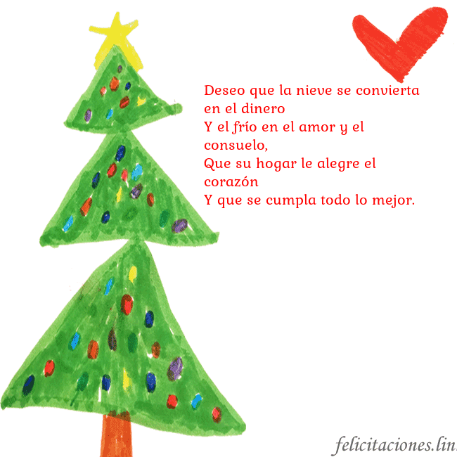 Tarjeta con un árbol de Navidad pintado y un corazón Deseo que la nieve se convierta en el dinero
Y el Tarjeta con un árbol de Navidad pintado y un corazón