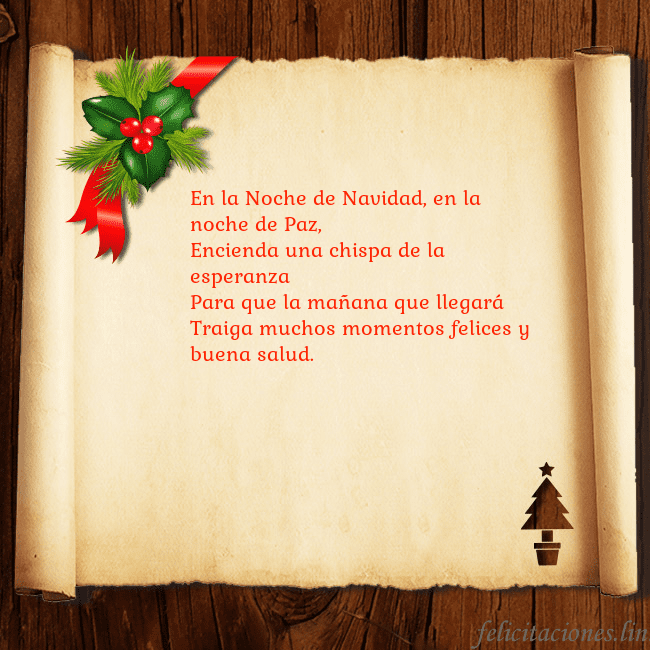 Tarjeta de Navidad sobre madera y pergamino