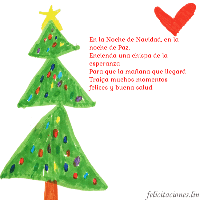 Tarjeta con un árbol de Navidad pintado y un corazón