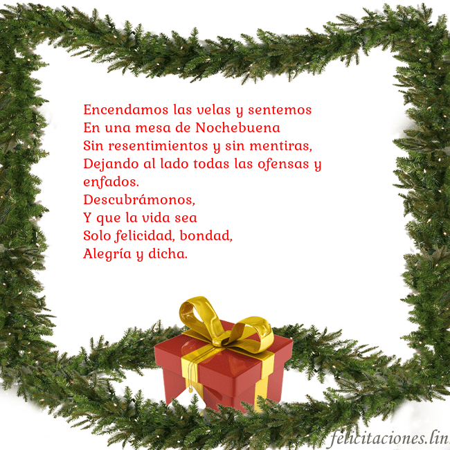 Tarjeta con ramas de abeto y regalo