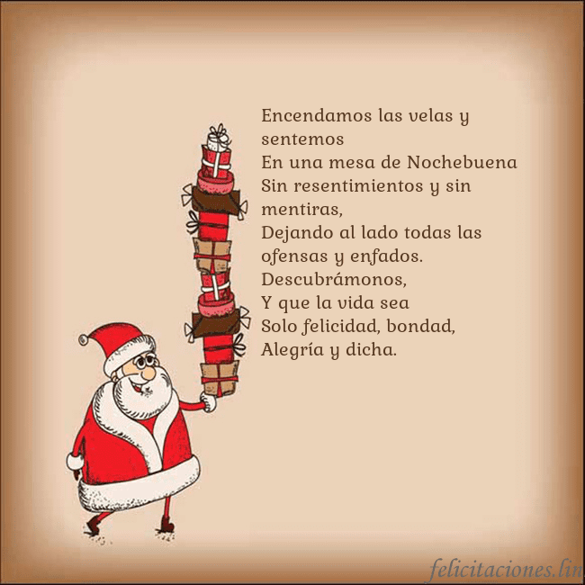 Tarjeta con Papá Noel y regalos