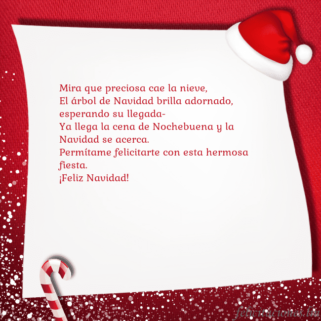 Tarjeta con dulces y un sombrero enano Mira que preciosa cae la nieve,
El árbol de Navida Tarjeta con dulces y un sombrero enano