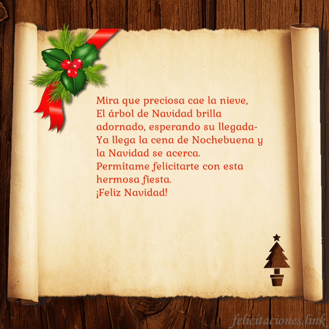 Tarjeta de Navidad sobre madera y pergamino