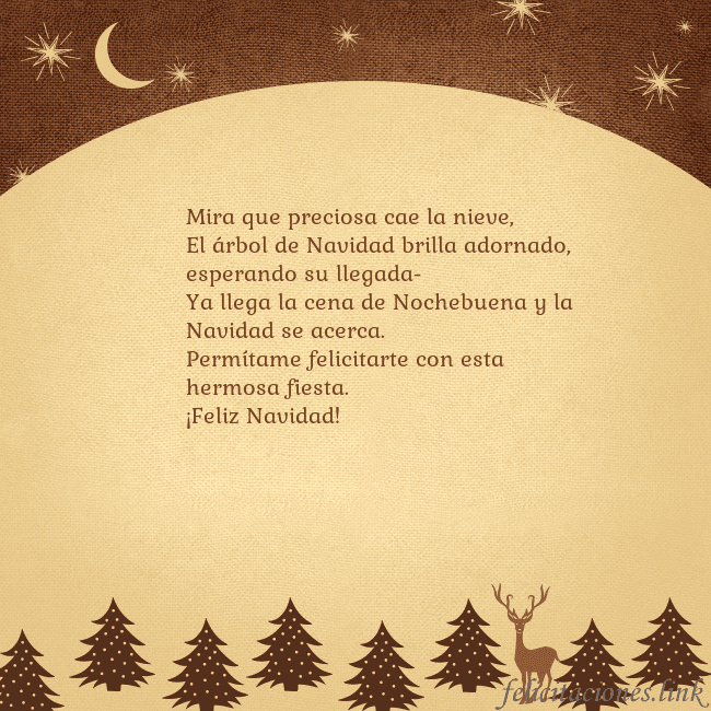 Tarjeta marrón con ciervos y abetos