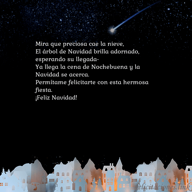 Tarjeta con un cometa Mira que preciosa cae la nieve,
El árbol de Navida Tarjeta con un cometa