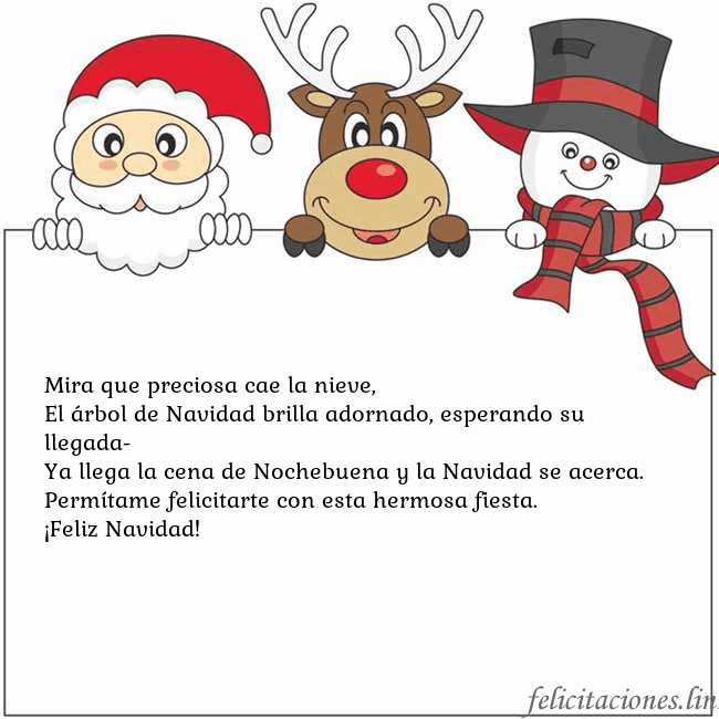 Tarjeta con santa claus, ciervos y monigote de nieve