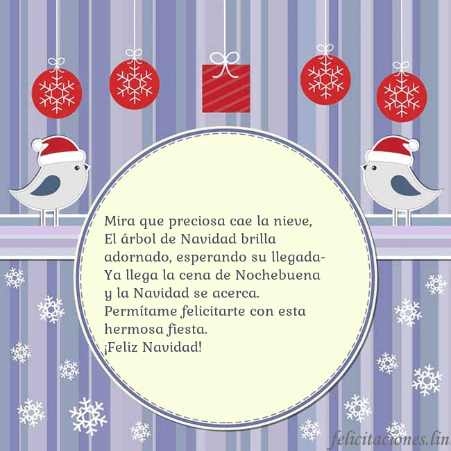 Tarjeta con pájaros navideños Mira que preciosa cae la nieve,
El árbol de Navida Tarjeta con pájaros navideños