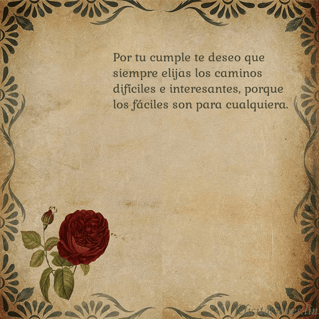 Postal vintage con una rosa Por tu cumple te deseo que siempre elijas los cami Postal vintage con una rosa